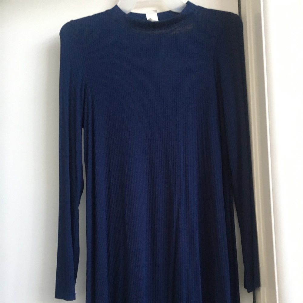 H&M mock turtle neck navy long sleeve dress